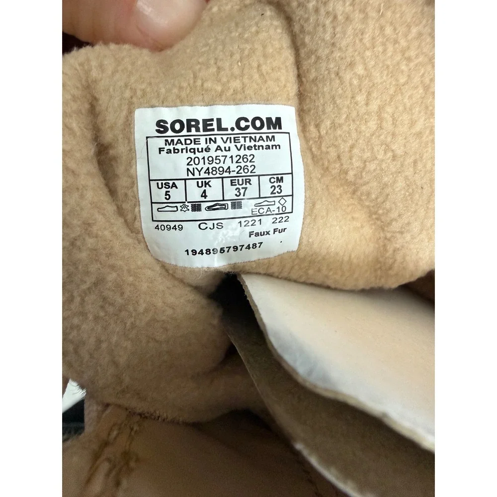 Sorel Explorer Cozy Youth Girl Boots Canoe Chalk Waterproof Faux Fur Sz 5